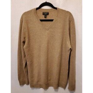 Men's 100% CASHMERE V-Neck Pullover Sweater ~ Large ~ Club Room Luxury ~ Tan